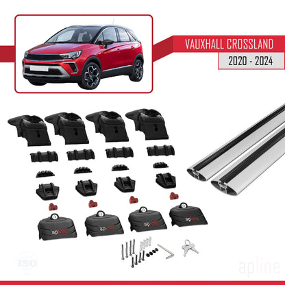 Compatible avec Vauxhall Crossland 2020-2024 ACE-2 Barres de Toit Railing Porte-Bagages de Voiture Gris Aluminium 2 Barres