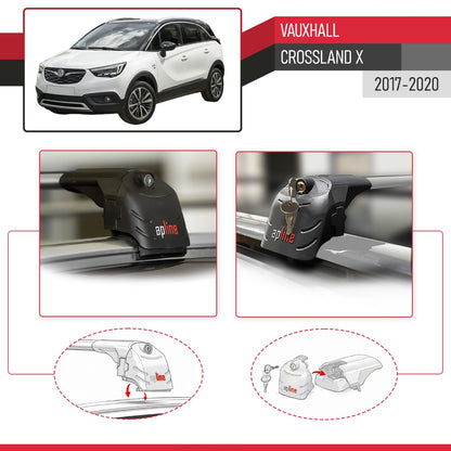 Compatibile con Vauxhall Crossland X 2017-2020 ACE-2 Barre Tetto Portapacchi Auto Barre Portatutto Grigo Alluminio 2 Barre