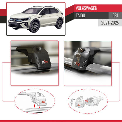 Compatibile con Volkswagen Taigo (CS1) 2021-2025 ACE-2 Barre Tetto Portapacchi Auto Barre Portatutto Grigo Alluminio 2 Barre