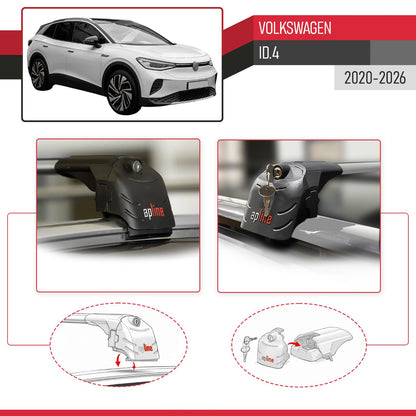Compatibile con Volkswagen ID.4 2020-2025 ACE-2 Barre Tetto Portapacchi Auto Barre Portatutto Grigo Alluminio 2 Barre