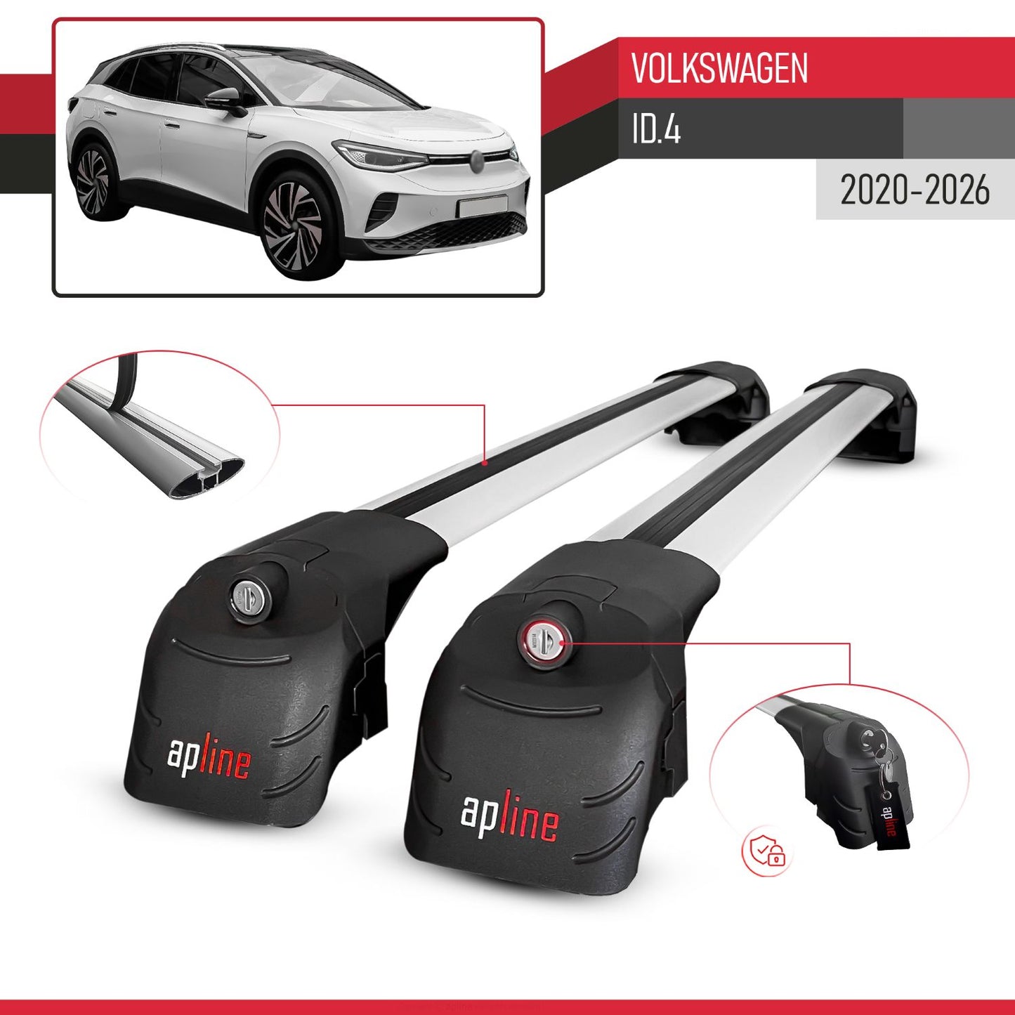 Compatibile con Volkswagen ID.4 2020-2025 ACE-2 Barre Tetto Portapacchi Auto Barre Portatutto Grigo Alluminio 2 Barre