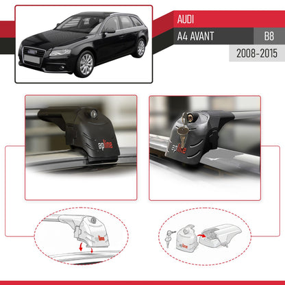 Compatibile con A4 (B8) Avant 2008-2015 ACE-2 Barre Tetto Portapacchi Auto Barre Portatutto Grigo Alluminio 2 Barre