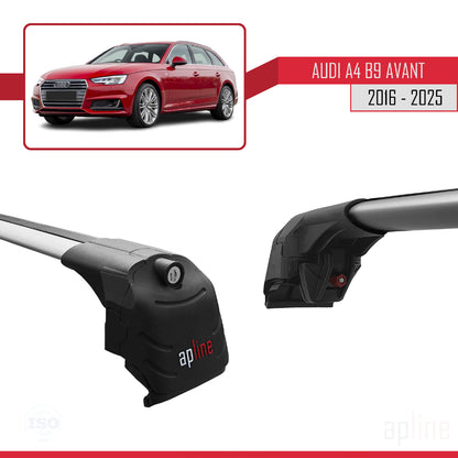 Kompatibel mit A4 (B9) Avant 2016-2025 ACE-2 Dachgepäckträger, graues Aluminium, 2 Stangen