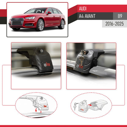 Compatibile con A4 (B9) Avant 2016-2025 ACE-2 Barre Tetto Portapacchi Auto Barre Portatutto Grigo Alluminio 2 Barre