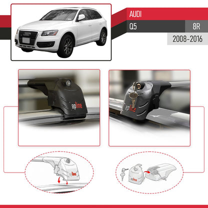 Compatibile con Q5 (8R) 2009-2016 ACE-2 Barre Tetto Portapacchi Auto Barre Portatutto Grigo Alluminio 2 Barre