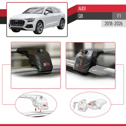 Compatibile con Q8 (F1) 2018-2025 ACE-2 Barre Tetto Portapacchi Auto Barre Portatutto Grigo Alluminio 2 Barre