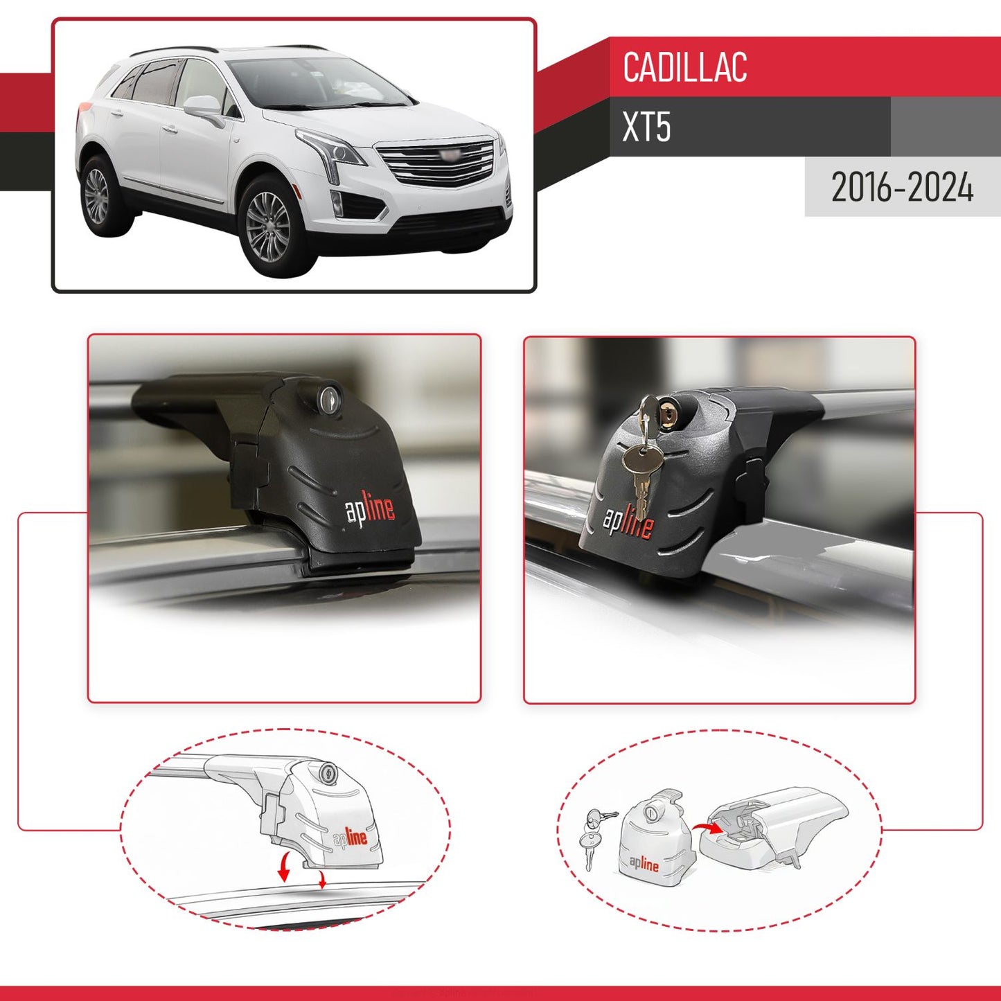 Compatibile con Cadillac XT5 2017-2024 ACE-2 Barre Tetto Portapacchi Auto Barre Portatutto Grigo Alluminio 2 Barre