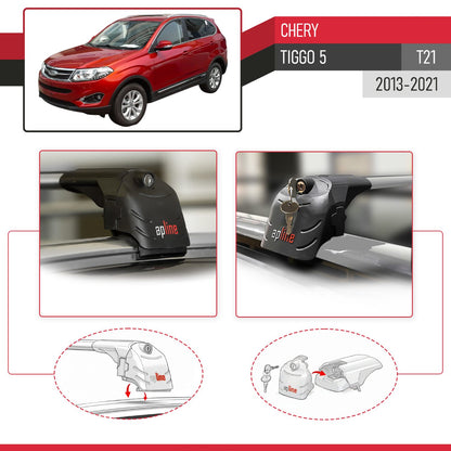 Compatibile con Chery Tiggo 5 (T21) 2013-2021 ACE-2 Barre Tetto Portapacchi Auto Barre Portatutto Grigo Alluminio 2 Barre