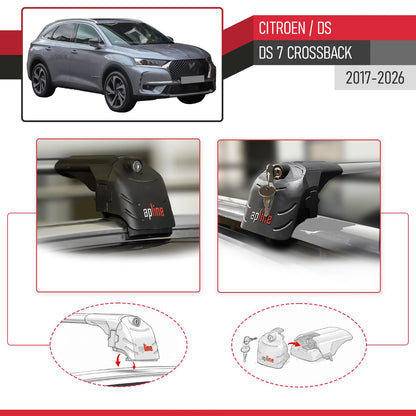 Compatibile con Citroen/DS 7 Crossback 2018-2025 ACE-2 Barre Tetto Portapacchi Auto Barre Portatutto Grigo Alluminio 2 Barre