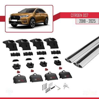Kompatibel mit Citroen/DS 7 Crossback 2018-2025 ACE-2 Dachgepäckträger, Reling, Gepäckträger, graues Aluminium, 2 Stangen