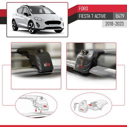 Compatibile con Ford Fiesta 7 Active 2018-2023 ACE-2 Barre Tetto Portapacchi Auto Barre Portatutto Grigo Alluminio 2 Barre