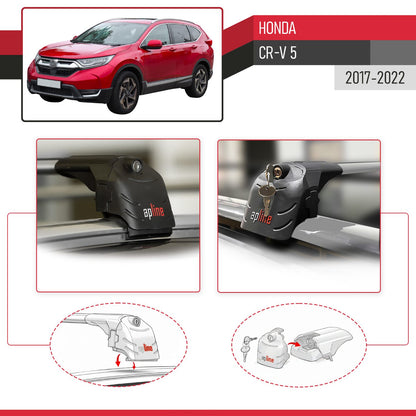 Compatibile con Honda CR-V 5 2017-2022 ACE-2 Barre Tetto Portapacchi Auto Barre Portatutto Grigo Alluminio 2 Barre