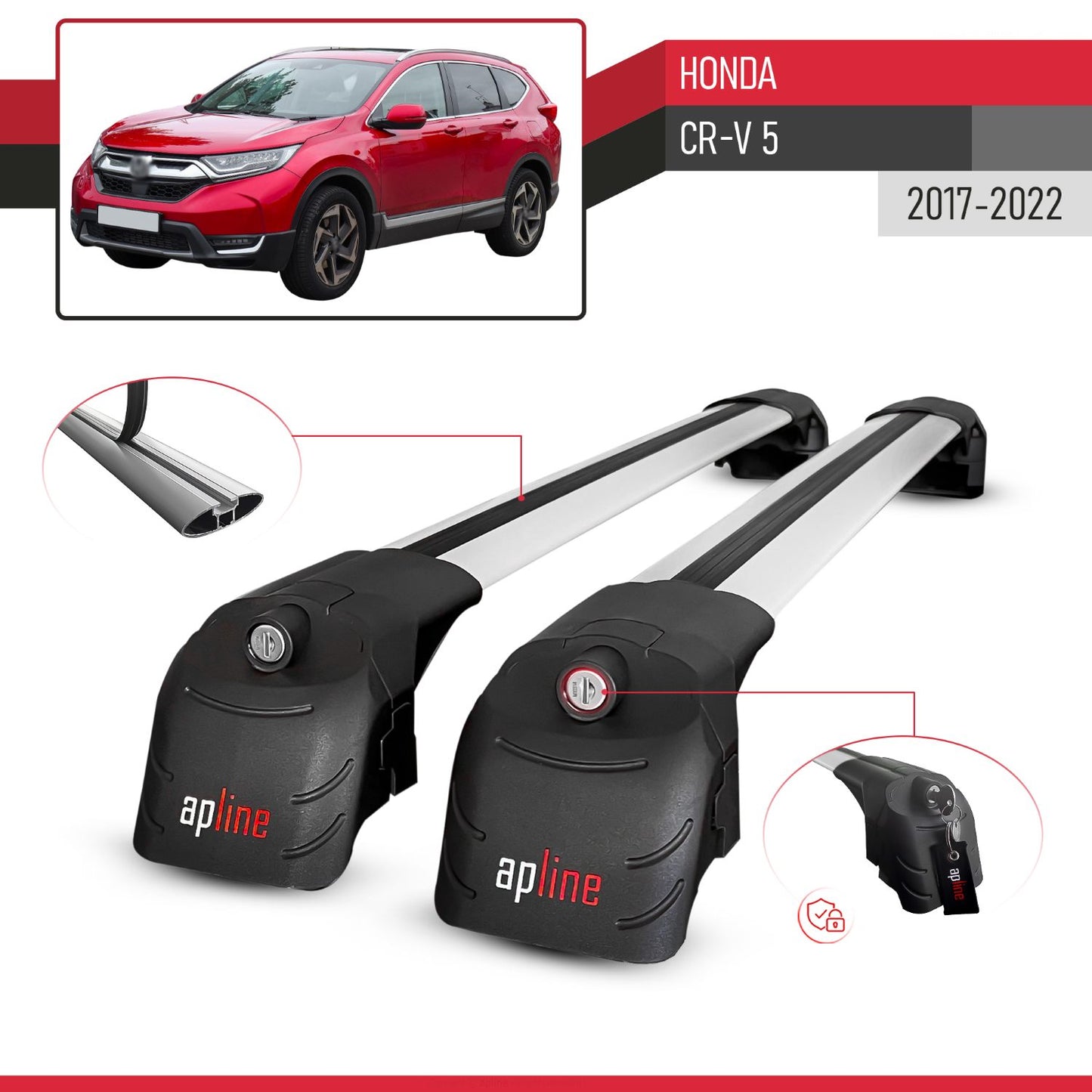 Compatibile con Honda CR-V 5 2017-2022 ACE-2 Barre Tetto Portapacchi Auto Barre Portatutto Grigo Alluminio 2 Barre
