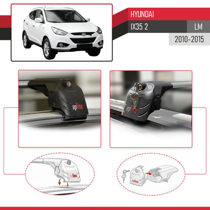 Compatibile con Hyundai ix35 2 (LM) 2010-2015 ACE-2 Barre Tetto Portapacchi Auto Barre Portatutto Grigo Alluminio 2 Barre