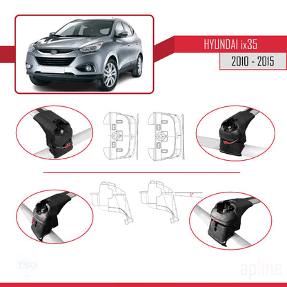 Compatibile con Hyundai ix35 2 (LM) 2010-2015 ACE-2 Barre portatutto per auto Portapacchi Alluminio grigio 2 barre