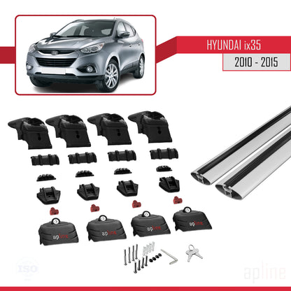 Compatibile con Hyundai ix35 2 (LM) 2010-2015 ACE-2 Barre portatutto per auto Portapacchi Alluminio grigio 2 barre