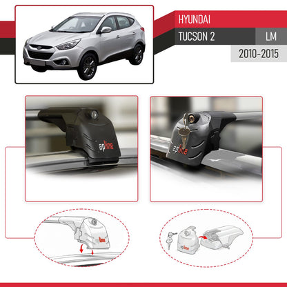 Compatibile con Hyundai Tucson 2 (LM) 2010-2015 ACE-2 Barre Tetto Portapacchi Auto Barre Portatutto Grigo Alluminio 2 Barre