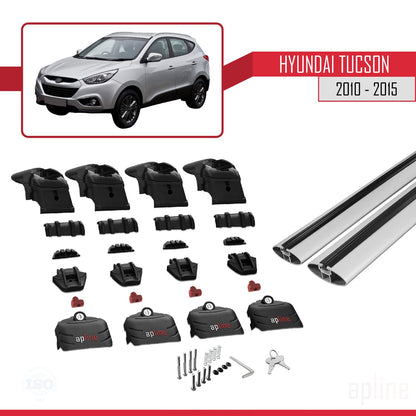 Compatibile con Hyundai Tucson 2 (LM) 2010-2015 ACE-2 Barre portatutto per auto Portapacchi in alluminio grigio 2 barre