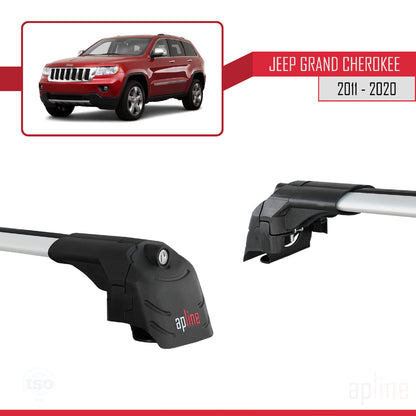 Compatible avec Jeep Grand Cherokee 4 (WK2) 2011-2020 ACE-2 Barres de Toit Railing Porte-Bagages de Voiture Gris Aluminium 2 Barres