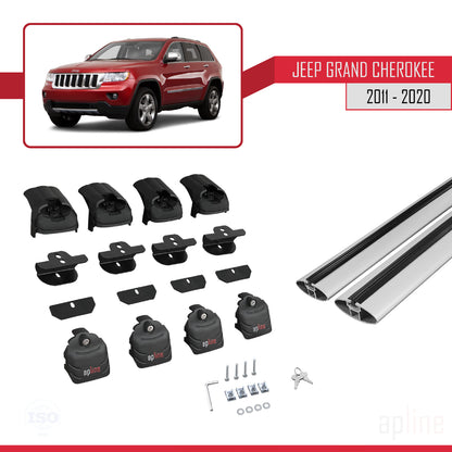 Compatible avec Jeep Grand Cherokee 4 (WK2) 2011-2020 ACE-2 Barres de Toit Railing Porte-Bagages de Voiture Gris Aluminium 2 Barres