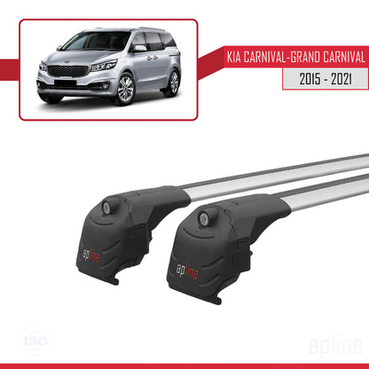 Compatible avec Kia Carnival 3 (YP) 2015-2021 ACE-2 Barres de Toit Railing Porte-Bagages de Voiture Gris Aluminium 2 Barres