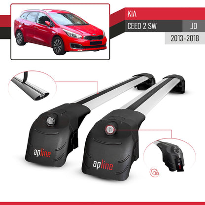 Compatibile con Kia Ceed 2 (JD) SW 2013-2018 ACE-2 Barre Tetto Portapacchi Auto Barre Portatutto Grigo Alluminio 2 Barre
