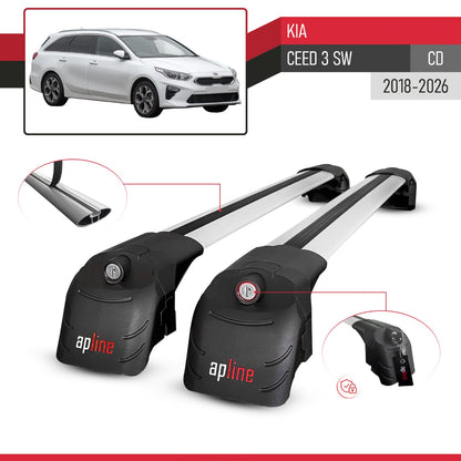 Compatibile con Kia Ceed 3 (CD) SW 2019-2025 ACE-2 Barre Tetto Portapacchi Auto Barre Portatutto Grigo Alluminio 2 Barre