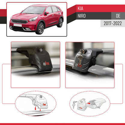 Compatibile con Kia Niro (DE) 2017-2022 ACE-2 Barre Tetto Portapacchi Auto Barre Portatutto Grigo Alluminio 2 Barre