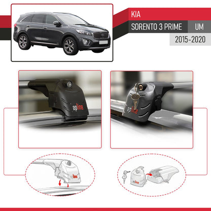 Compatibile con Kia Sorento 3 (UM) Prime 2015-2020 ACE-2 Barre Tetto Portapacchi Auto Barre Portatutto Grigo Alluminio 2 Barre