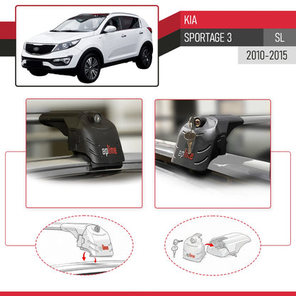 Compatibile con Kia Sportage 3 (SL) 2010-2015 ACE-2 Barre Tetto Portapacchi Auto Barre Portatutto Grigo Alluminio 2 Barre