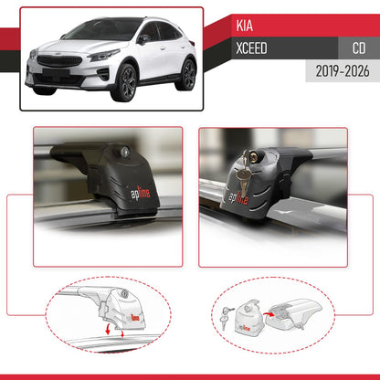Compatibile con Kia XCeed (CD) 2019-2025 ACE-2 Barre Tetto Portapacchi Auto Barre Portatutto Grigo Alluminio 2 Barre