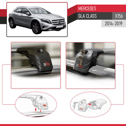 Compatible with Mercedes GLA Class (X156) 2014-2019 ACE-2 Car Roof Rack Cross Bar Grey Aluminium 2 Bars