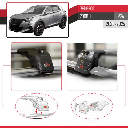 Compatibile con Peugeot 2008 II (P24) 2020-2025 ACE-2 Barre Tetto Portapacchi Auto Barre Portatutto Grigo Alluminio 2 Barre