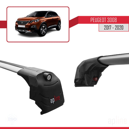 Compatible avec Peugeot 3008 II (P84) Pre-Facelift 2017-2020 ACE-2 Barres de Toit Railing Porte-Bagages de Voiture Gris Aluminium 2 Barres