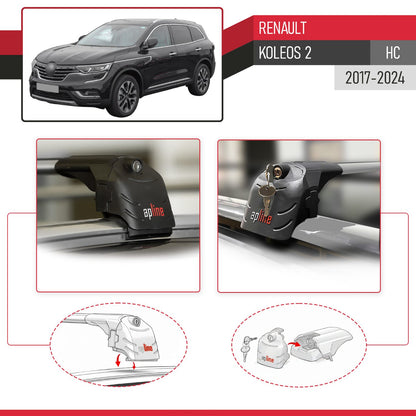 Compatibile con Renault Koleos 2 (HC) 2017-2024 ACE-2 Barre Tetto Portapacchi Auto Barre Portatutto Grigo Alluminio 2 Barre