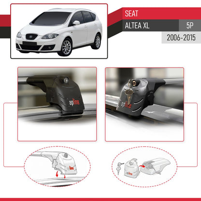 Compatibile con Seat Altea XL 2006-2015 ACE-2 Barre Tetto Portapacchi Auto Barre Portatutto Grigo Alluminio 2 Barre