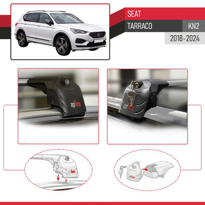 Compatibile con Seat Tarraco (KN2) 2018-2024 ACE-2 Barre Tetto Portapacchi Auto Barre Portatutto Grigo Alluminio 2 Barre