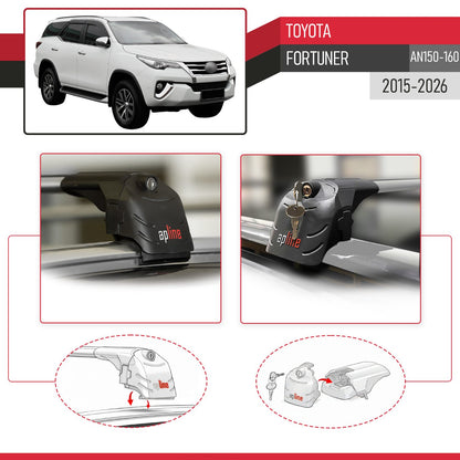 Compatibile con Toyota Fortuner (AN160) 2015-2023 ACE-2 Barre Tetto Portapacchi Auto Barre Portatutto Grigo Alluminio 2 Barre
