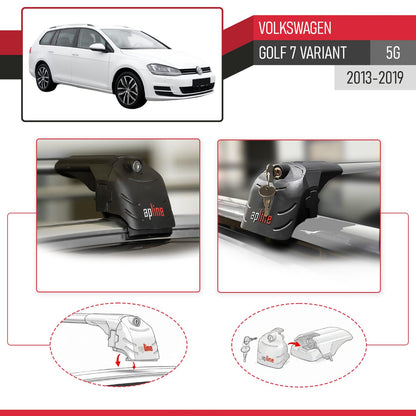 Compatibile con Volkswagen Golf 7 (5G) Variant 2013-2019 ACE-2 Barre Tetto Portapacchi Auto Barre Portatutto Grigo Alluminio 2 Barre