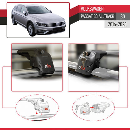 Compatibile con Volkswagen Passat B8 (3G) Alltrack 2016-2023 ACE-2 Barre Tetto Portapacchi Auto Barre Portatutto Grigo Alluminio 2 Barre