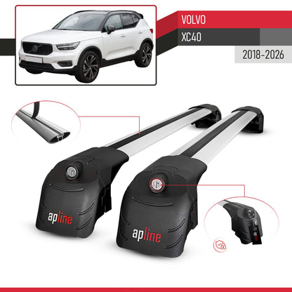 Compatibile con Volvo XC40 2018-2025 ACE-2 Barre Tetto Portapacchi Auto Barre Portatutto Grigo Alluminio 2 Barre