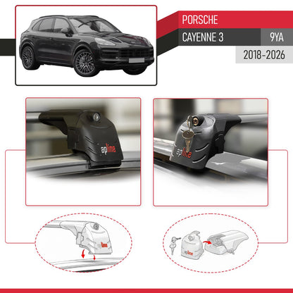 Compatibile con Porsche Cayenne 3 (9YA) 2018-2025 ACE-2 Barre Tetto Portapacchi Auto Barre Portatutto Grigo Alluminio 2 Barre