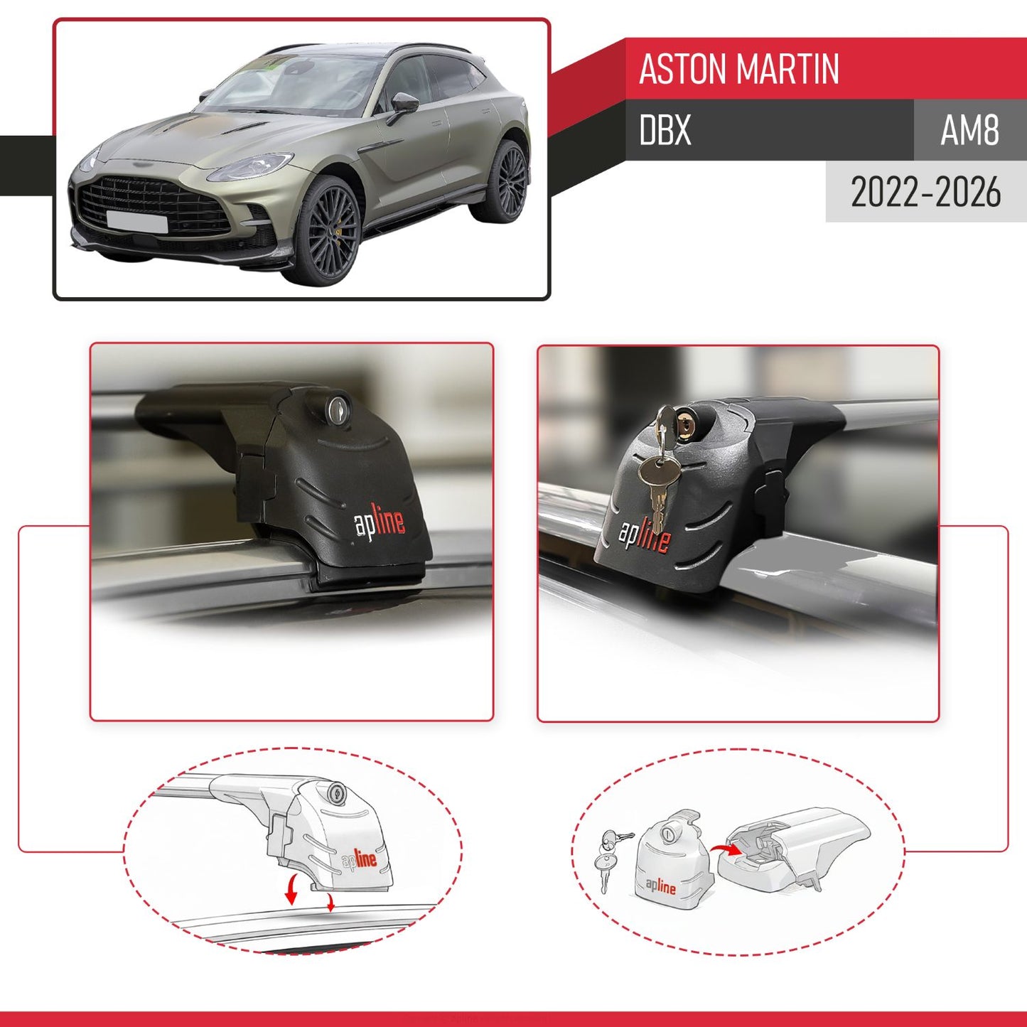 Compatibile con Aston Martin (DBX707) 2022-2025 ACE-2 Barre Tetto Portapacchi Auto Barre Portatutto Grigo Alluminio 2 Barre