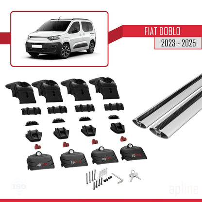 Kompatibel mit Fiat Doblo 3 2023-2025 ACE-2 Dachgepäckträger, Reling, Gepäckträger, graues Aluminium, 2 Stangen