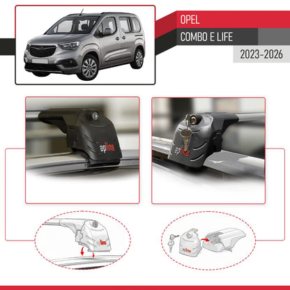 Compatibile con Opel Combo E Life 2023-2025 ACE-2 Barre Tetto Portapacchi Auto Barre Portatutto Grigo Alluminio 2 Barre