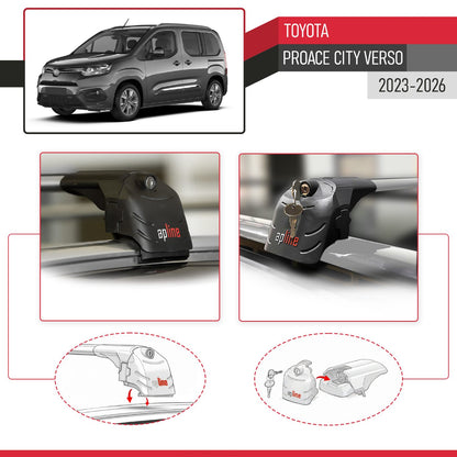 Compatibile con Toyota Proace City Verso 2023-2025 ACE-2 Barre Tetto Portapacchi Auto Barre Portatutto Grigo Alluminio 2 Barre