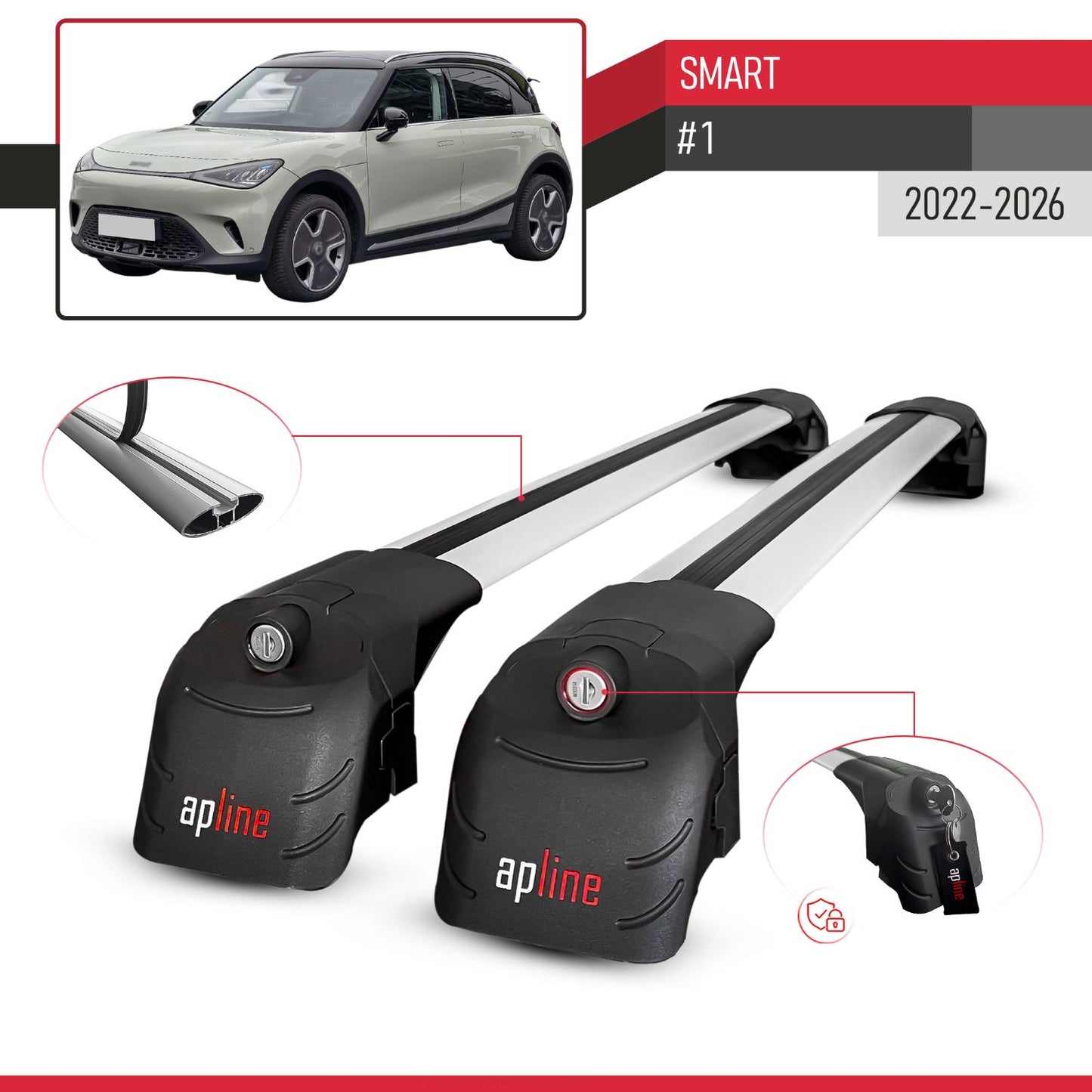 Compatibile con Smart #1 2022-2024 ACE-2 Barre Tetto Portapacchi Auto Barre Portatutto Grigo Alluminio 2 Barre