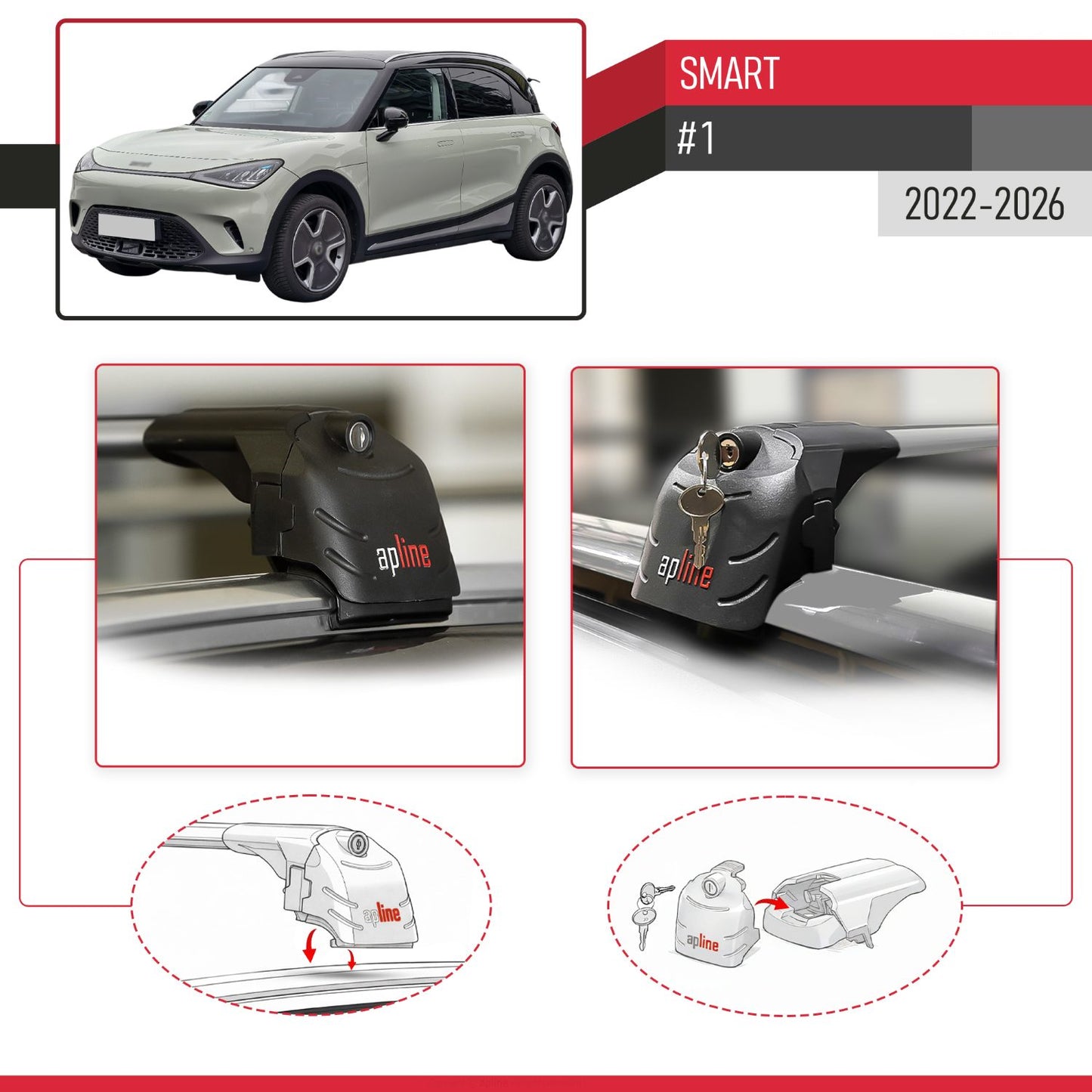 Compatibile con Smart #1 2022-2024 ACE-2 Barre Tetto Portapacchi Auto Barre Portatutto Grigo Alluminio 2 Barre