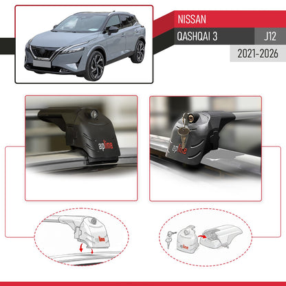 Compatibile con Nissan Qashqai 3 (J12) 2022-2025 ACE-2 Barre Tetto Portapacchi Auto Barre Portatutto Grigo Alluminio 2 Barre