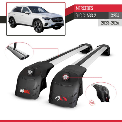 Compatible with Mercedes GLC Class 2 (X254) 2023-2025 ACE-2 Car Roof Rack Cross Bar Grey Aluminium 2 Bars